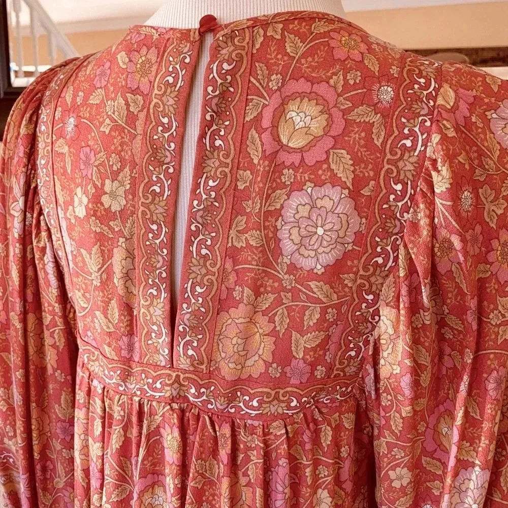 Rachel Zoe Floral Peasant Blouse NWT Small Deep Pink 3/4 Sleeve - Picture 8 of 11